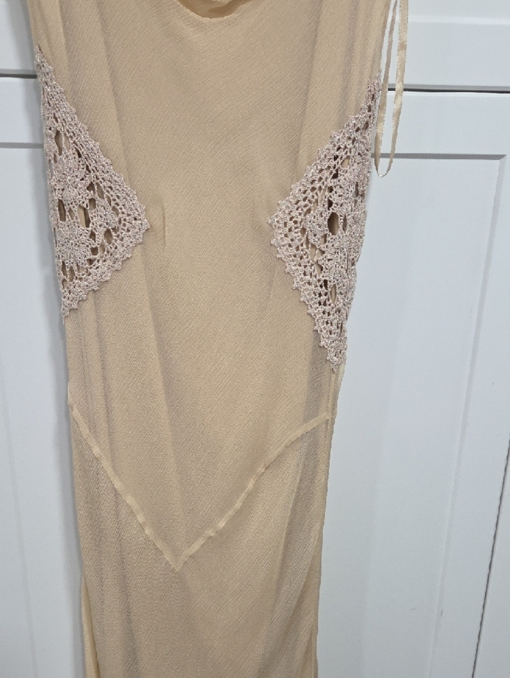 Diane Von Furstenberg Cream Crochet-Trim Sleeveless Maxi Dress - Picture 4 of 9
